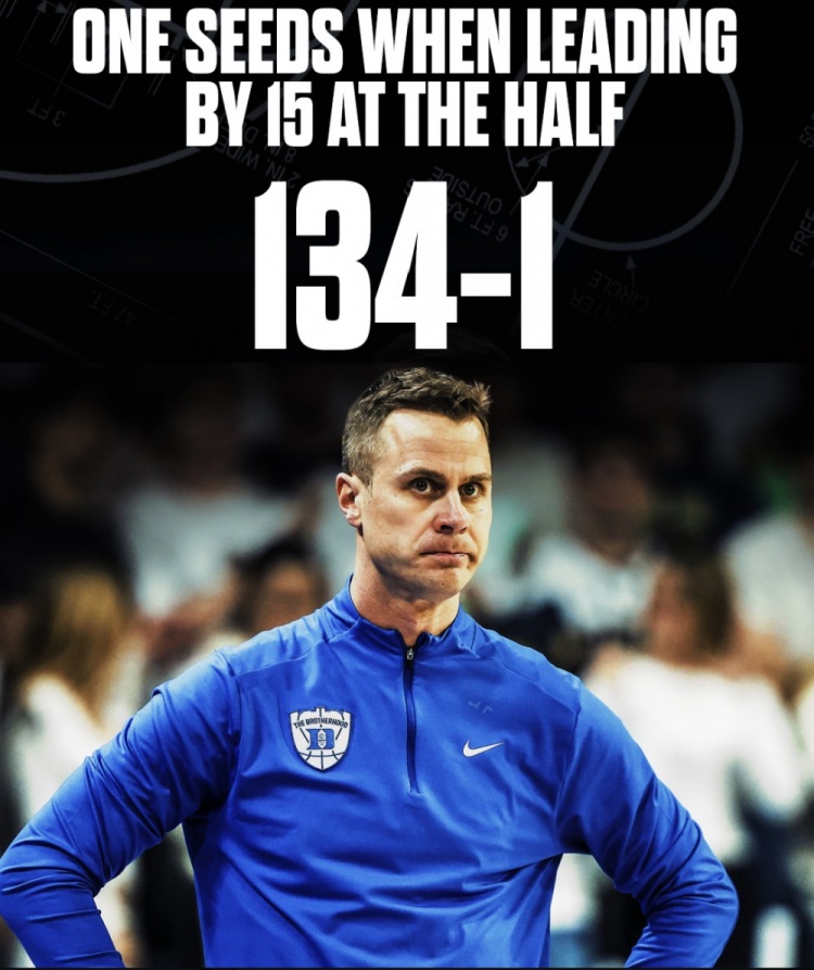 体育视频直播-此前1号种子半场领先15+时134胜0负！杜克创尴尬纪录&amp;成唯一输家